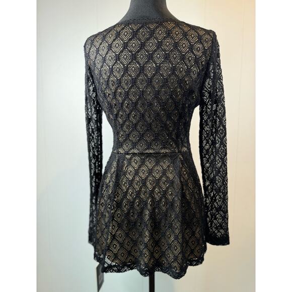Catherine Malandrino for Design Nation Black Lace Tunic Top Size S - Picture 4 of 10
